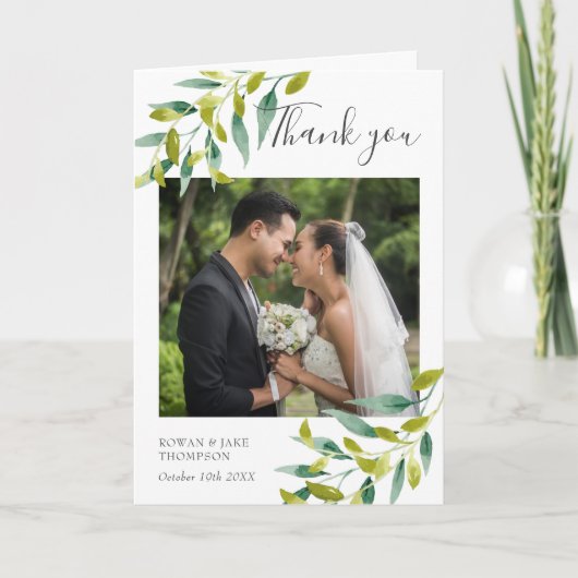 Élégant Mariage de script Merci photo (Devant)