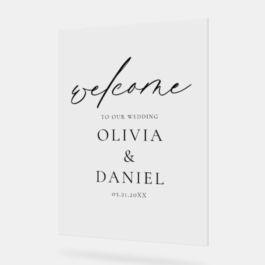Élégant Mariage de script moderne Bienvenue Élégan (Angle)