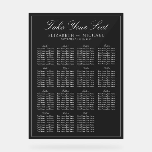 Elégant Mariage de script noir et blanc (Recto)