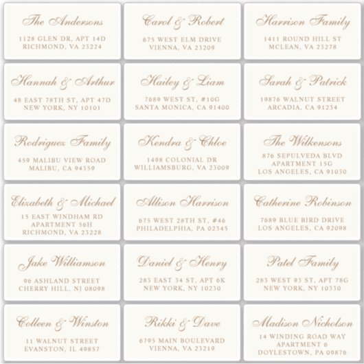 Élégant Mariage de script or Étiquette de adresse  (Devant)