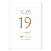 Élégant Mariage de script or Numéro de table (Dos)