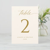 Élégant Mariage de script or Numéros de table (Debout devant)