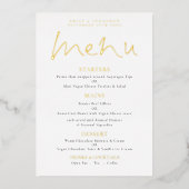 Élégant Mariage de script Real Foil Carte de menu (Devant)