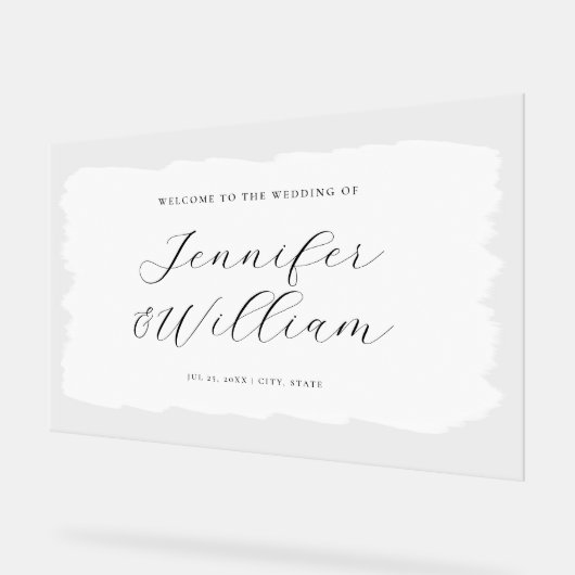 Élégant Mariage de script Welcome Paint Blanc Noir (Angle)