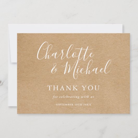 Élégant Mariage de signature rustique Merci (Devant)