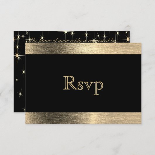 Élégant Mariage de Starlights noir et or - RSVP (Devant / Derrière)