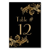 Élégant Mariage de ton noir et or Numéro de table (Dos)