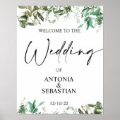 Elégant Mariage de verdure affiche de bienvenue (Devant)