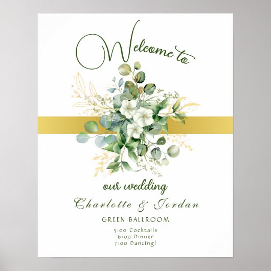 Elégant Mariage de verdure affiche de bienvenue (Devant)