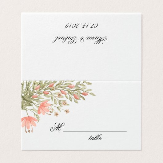 Elégant Mariage de verdure fleurie carte place (Outside Unfolded)