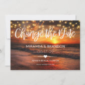 Elégant Mariage d'été de plage Changer la carte de (Devant)