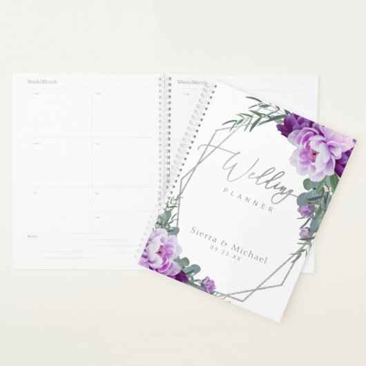Elégant Mariage d'Eucalyptus Floral Argent & Viole (Devant avec enveloppe)