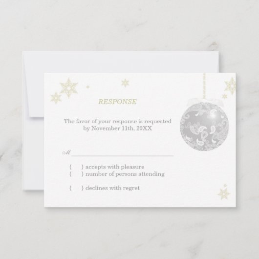 Elégant mariage d'hiver argent RSVP (Devant)