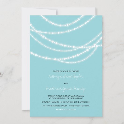 Élégant Mariage d'hiver Éclairé 2in1 Invitation (Devant)