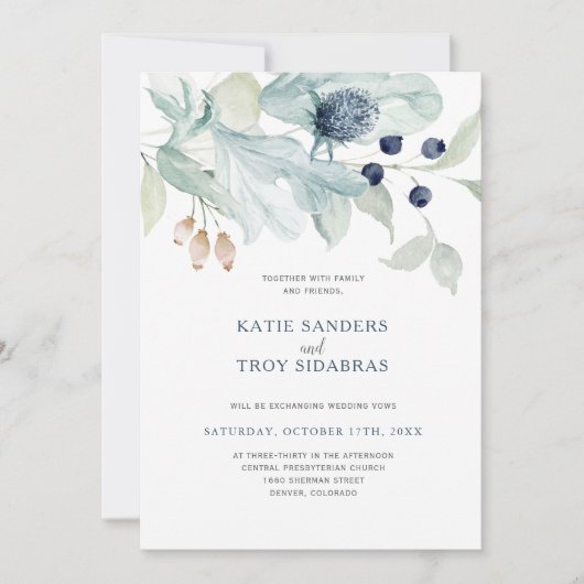 Elégant Mariage d'hiver Thème Invitations (Devant)