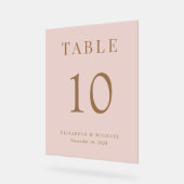 Élégant Mariage d'or rose Numéro de table (Angle)