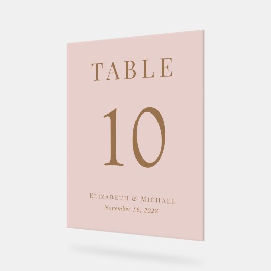 Élégant Mariage d'or rose Numéro de table (Angle)