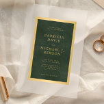 Élégant mariage élégant cadre doré vert foncé<br><div class="desc">Simple classique de typographie moderne or et vert émeraude foncé minimaliste gel acrylique faire-part de mariage.                 L'invitation est adapté à une cérémonie de mariage et à une réception élégantes et élégantes.</div>