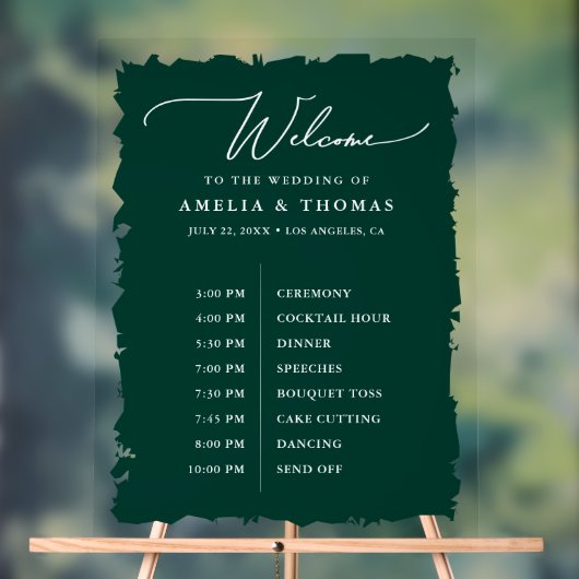 Élégant mariage Emerald Green Welcome et chronolog (Neutre)