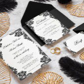 Elégant mariage en dentelle noire Invitations