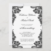 Elégant mariage en dentelle noire Invitations (Devant)