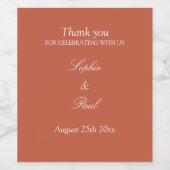 Élégant Mariage en terre cuite Étiquettes de vin (Étiquettes simples)