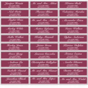 Élégant mariage Étiquettes de adresse invités