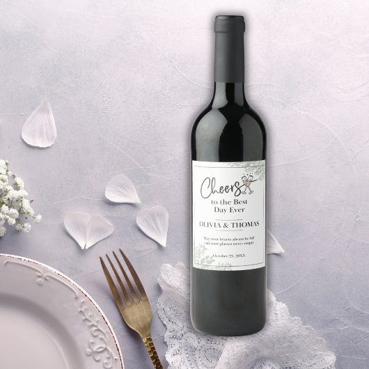 Elégant mariage Étiquettes de bouteilles de vin -