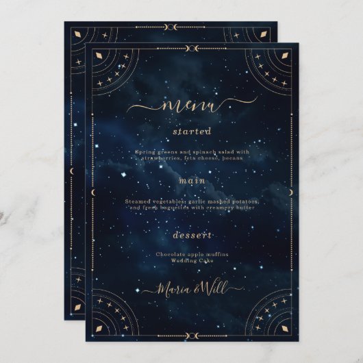 Elégant Mariage étoilé Mariage Menu (Devant / Derrière)