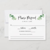 Elégant mariage Eucalyptus RSVP exigences régime (Devant)