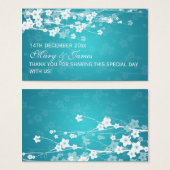 Elégant mariage Favor Tag Cerise Fleur Bleu (Devant & derrière)