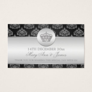 Elégant mariage Favor Tag Couronne royale Noir