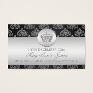 Elégant mariage Favor Tag Couronne royale Noir