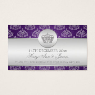 Elégant Mariage Favor Tag Couronne royale violet