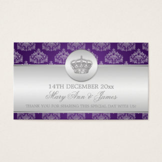 Elégant Mariage Favor Tag Couronne royale violet