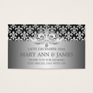 Elégant Mariage Favor Tag Fleur De Lis Noir