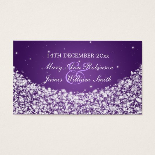 Elégant Mariage Favor Tag Star Sparkle Purple (Devant)