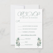 Elégant Mariage feuille Eucalyptus avec carte RSVP (Devant)