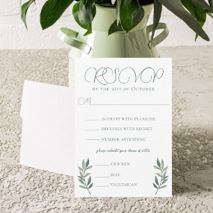 Elégant Mariage feuille Eucalyptus avec carte RSVP