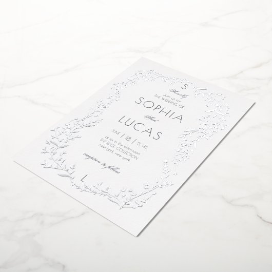 Élégant Mariage Feuille Foil Invitation (Rotation)