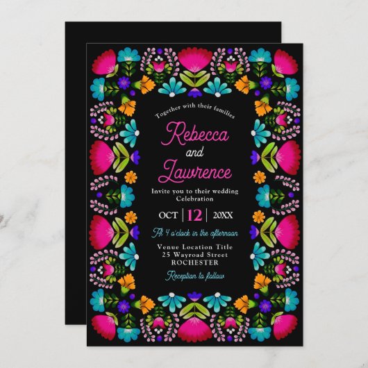 Élégant mariage fiesta Invitations (Devant / Derrière)