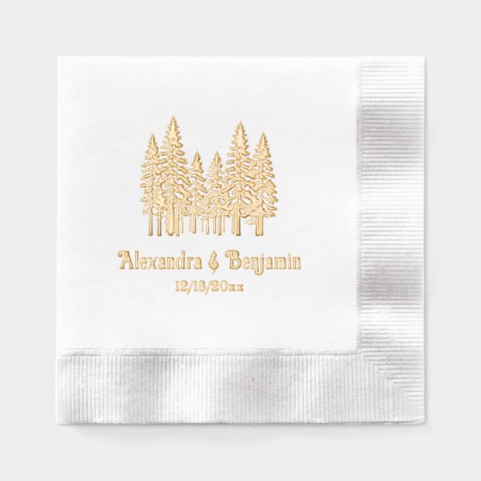 Élégant Mariage Fir Trees Nom du couple Date (Recto)