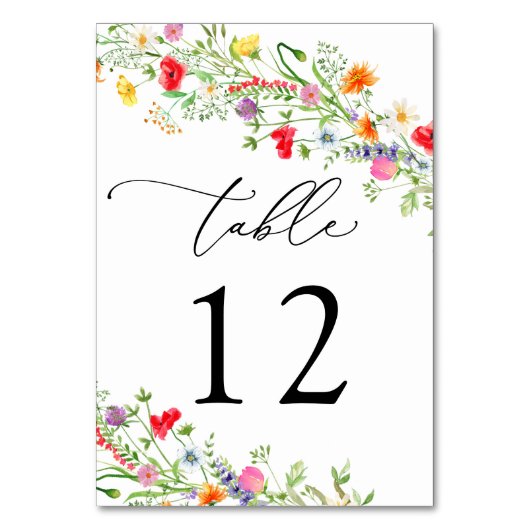 Élégant Mariage Fleur sauvage Numéro de table (Dos)