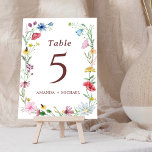 Élégant Mariage Fleur sauvage Numéro de table<br><div class="desc">Numéro de table du Mariage Fleur sauvage élégant aquarelle. Éléments correspondants disponibles.</div>