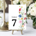 Élégant Mariage Fleur sauvage Numéro de table<br><div class="desc">Elégant Fleur sauvage d'aquarelle numéro de Mariage de table. Éléments correspondants disponibles.</div>