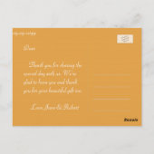 Elégant mariage fleuri jaune merci carte postale. (Dos)