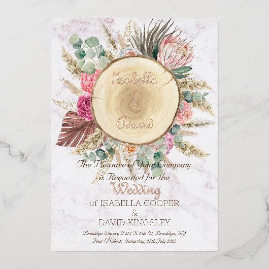 Élégant mariage floral aquarelle | Invitation (Recto)