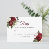 Elégant Mariage Floral Blanc Rouge Bourgogne RSVP (Debout devant)