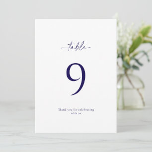 Elégant Mariage Floral Bleu Carte Numéro de table