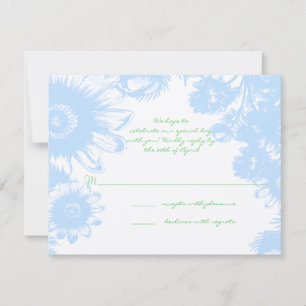 Élégant Mariage Floral Bohème Pastel Bleu RSVP